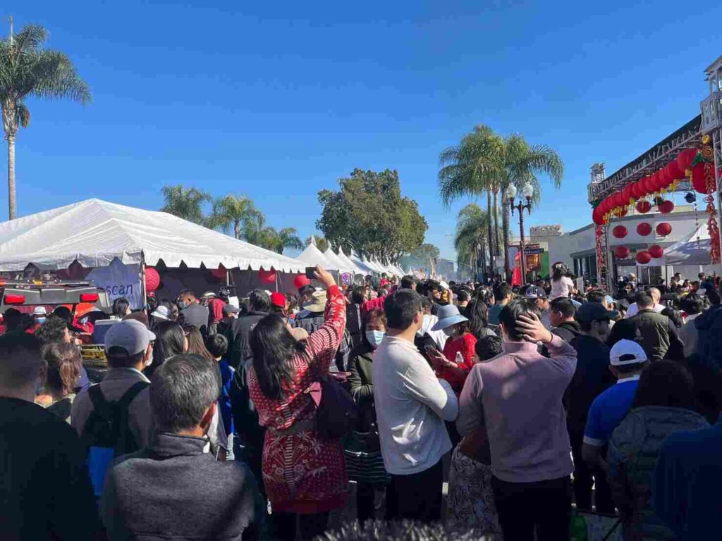 Crowd gathering at a cultural festival in Monterey Park