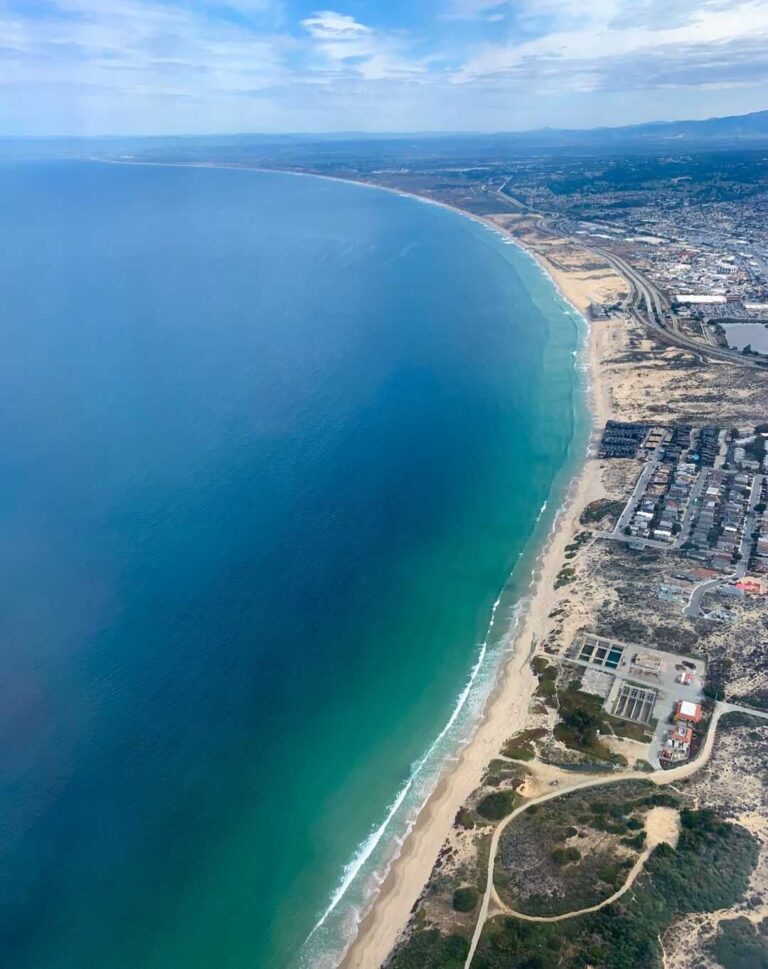 Aerial view of the coastline near Bay Park Hotel.