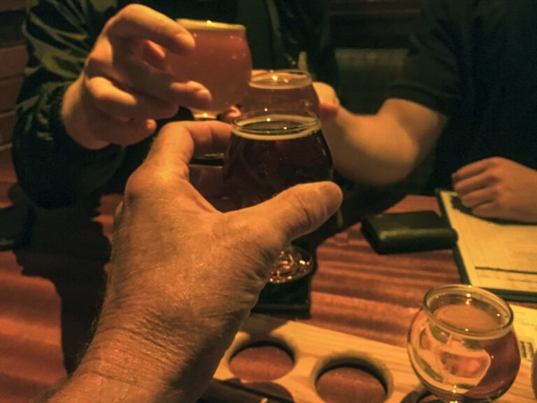 A toast at a brew pub in San Diego, California.